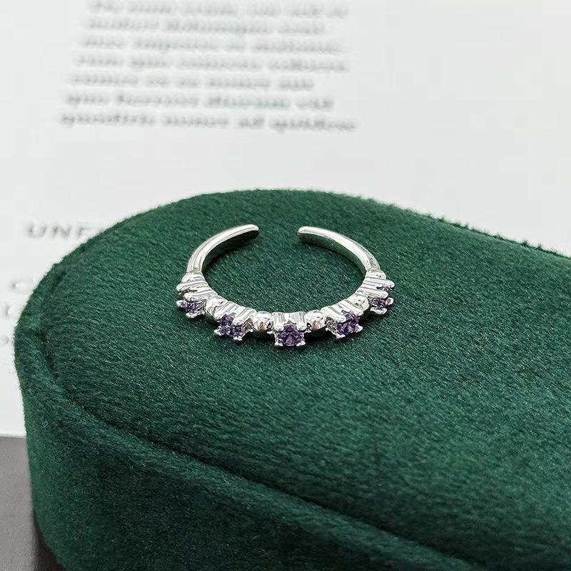 Nine Purple Separation Fire Purple Color Treasure Zir*****Pening Ring Light Luxury Niche High Sense Delicate Stacking Super Immortal Ring Girl