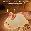 Kid Room Night Light Silicone Big Face Rabbit Tap USB Rechargeable Convenient Charging with Dimmable Timer Soft Eye-Protective LED for Sleeping