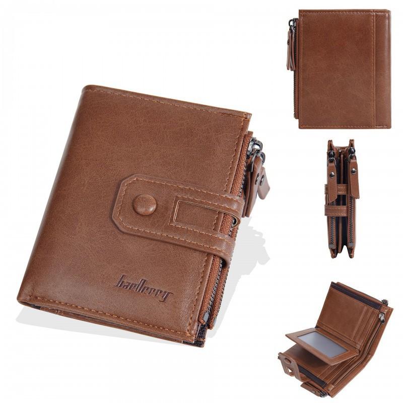 New Men's Wallet Retro Fashion Short Style Multi Card Buckle Soft Leather Clip Zipper Coin Purse