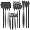 Silver Dinnerware Set 16Pcs Cutlery Set Stainless Steel Flatware Cake Fruit Fork Kitchen Knife Forks Spoon Tableware Set
