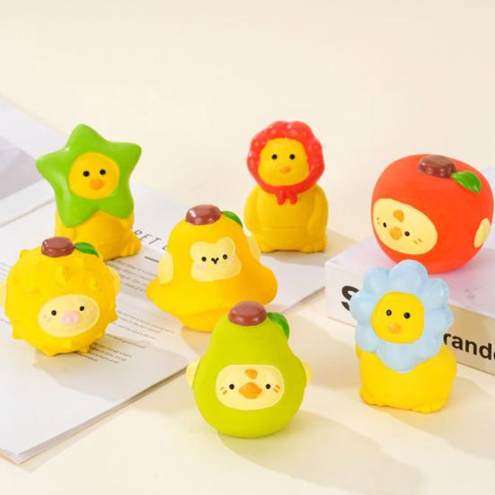 Fruit Animal Dog Chew Toy Bite Resistant Boredom Relief Squeaky Interactive Latex Toy Small Medium Large Dogs Teething Cleaning Toy