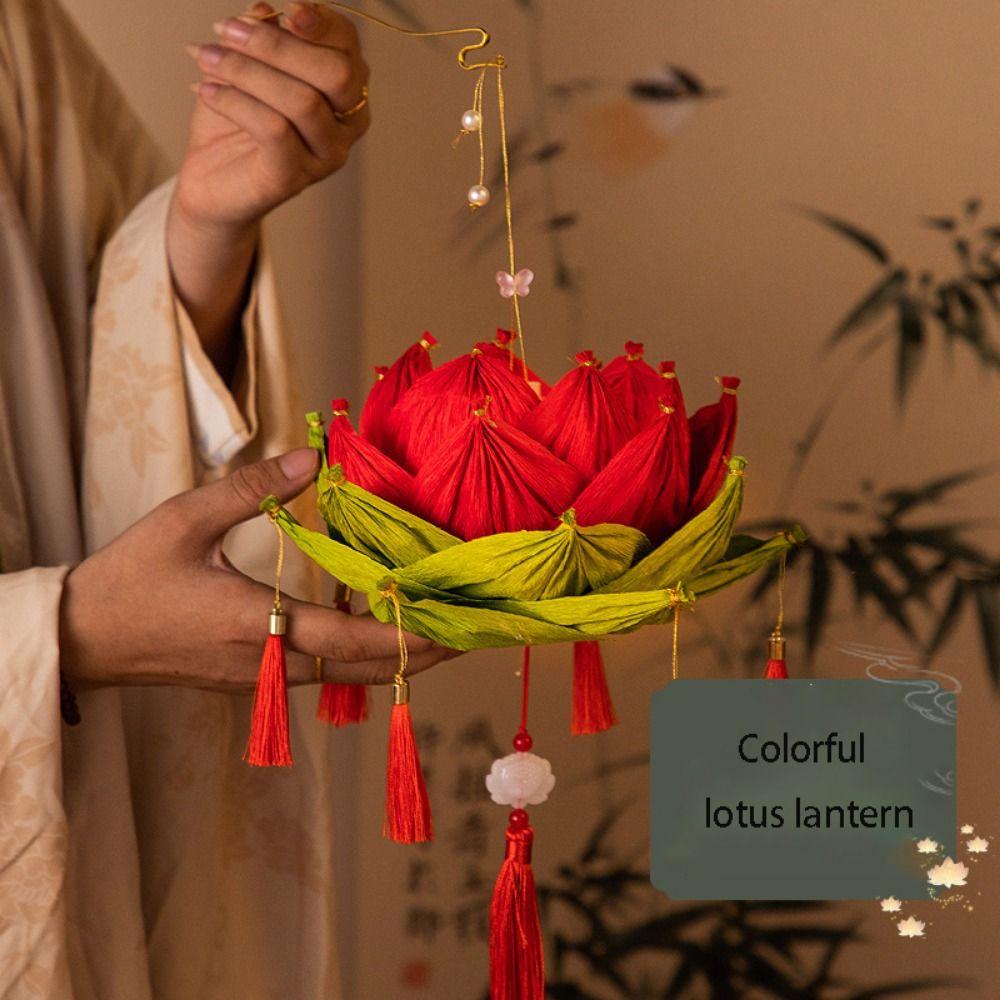 Chinese Vintage Handheld Flower Light Hanging Mid-Autumn Festival Lantern  Outdoor