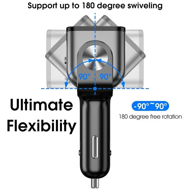 BUWEI Upgrade 90W USB Car Charge Socket Dual QC3.0 Super Fast Charging Multi-function Socket Splitter 180° Direction Adjustable