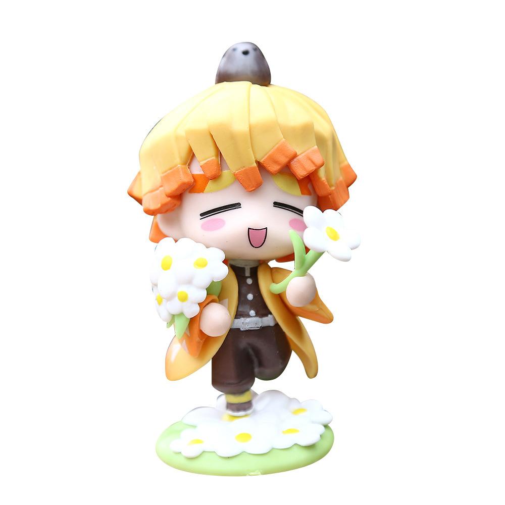 6Pcs/Set Anime Demon Slayer Tanjiro Kamado Nezuko Cartoon Model Statue Model Toys Ornament Present Long Lasting