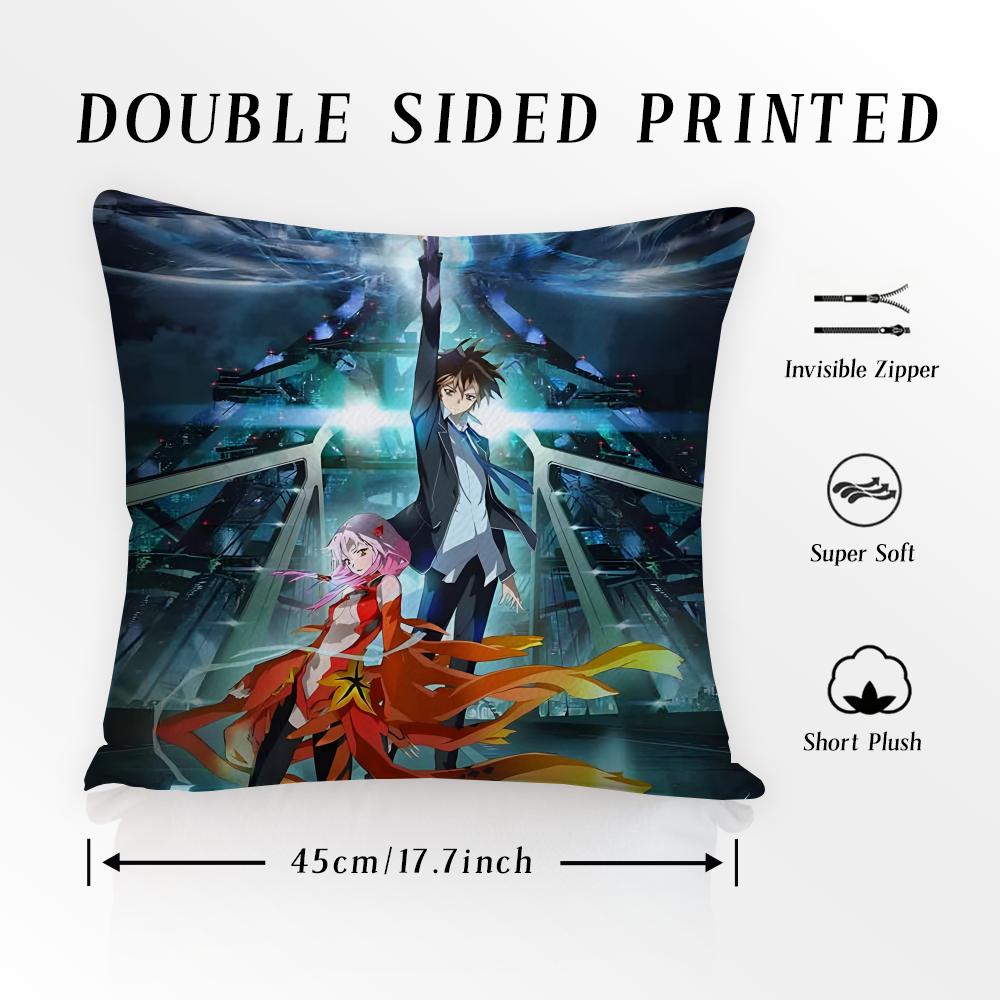 Guilty Crown Pillow Case Anti-dustmite Pillowcase Invisible zipper silky short plush Sofa cushion cover