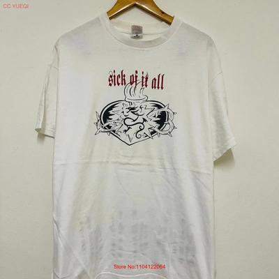 Vintage 90er Sick Of It All Hardcore Punk Musik Band T-Shirt Selten Streetwear Weiß XL Vintage Lässig Vielseitig