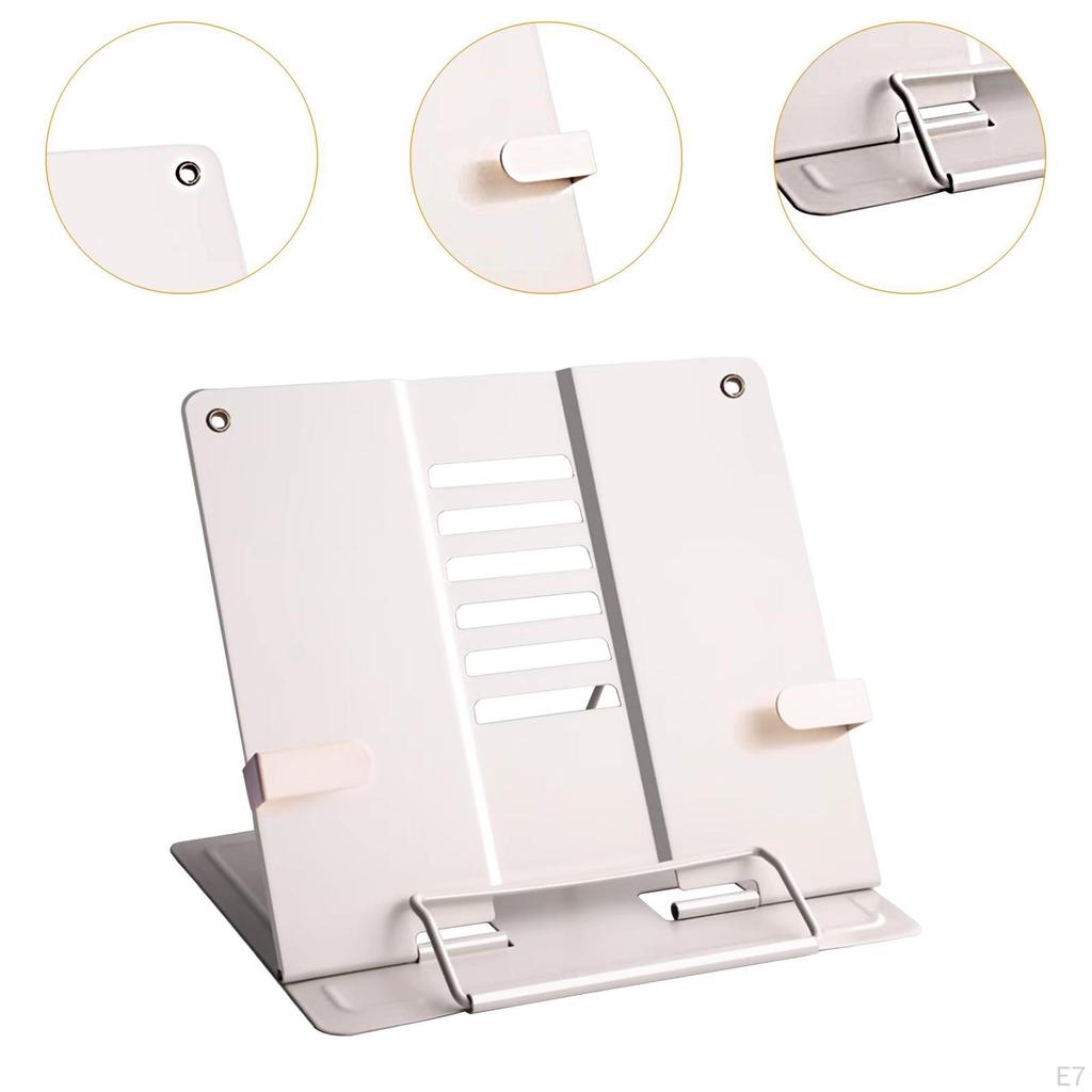 Book Stand with Page Clips Decor Tabletop Rack for Recipes Textbooks Kitchen