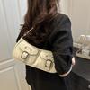 Vintage Pu Leather Shoulder Bag Y2k Zipper Handbag Fashion Women's Armpit Bag  Ladies