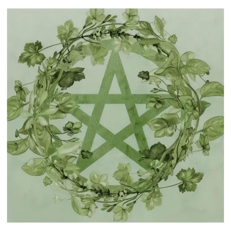 

Green Pentagrams Tarots Tablecloth Star Pattern Table Cover Divination Tablecloth for Board Game and Entertainment 50x50cm