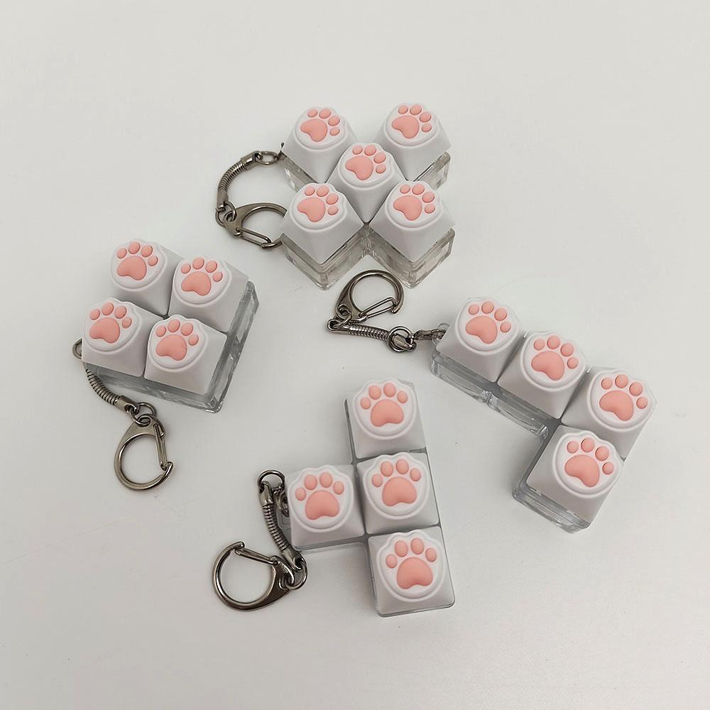 Novel Fingertip Slow Pressure Pressing Toykey Silicone Soft Cat Paws Keychain Key Ring Pendant Mobile Phone Pendant Accessorie