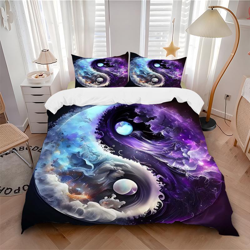 3pcs Yin Yang Harmony Bedding Set, Including 1 Quilt Cover and 2 Pillow Shams, Without Filling, Soft and Comfortable Home Bedroom Fabric, Fa