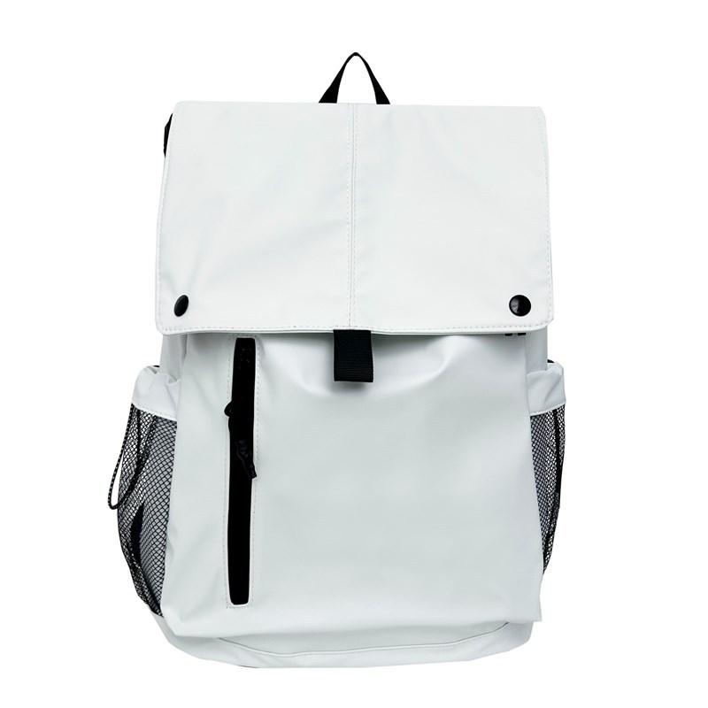 Schoolbag backpack women's new large-capacity solid color simple leisure college wind backpack trend flip student class schoolbag