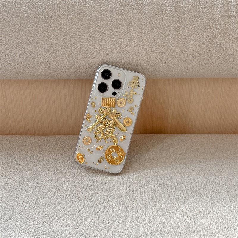 

Для iPhone 15 Новогодний чехол для телефона для Apple 16 Promax Разбогатей Золотой слиток Разбогатей Золотая фольга Инс Счёты 8 For iPhone 16Pro