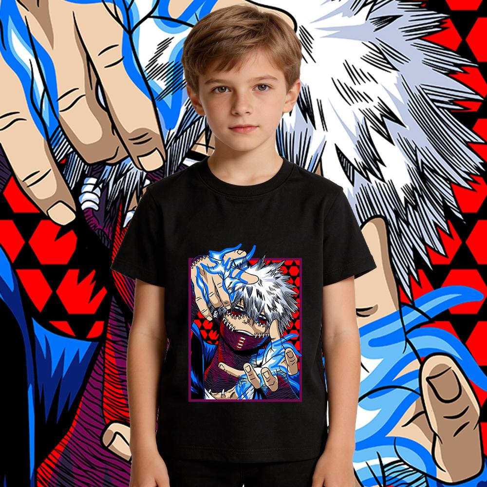 Boys Girls Cotton T Shirt My Hero Academia Dabi Anime Print Kids Casual Short Sleeve Top Soft Breathable Summer Clothing