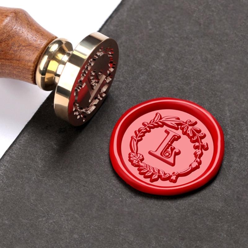 Sealing Stamp Wood Handle with Letter Stamp Head, for Scrapbooking Seal Envelopes Wedding Invitation Embellishments