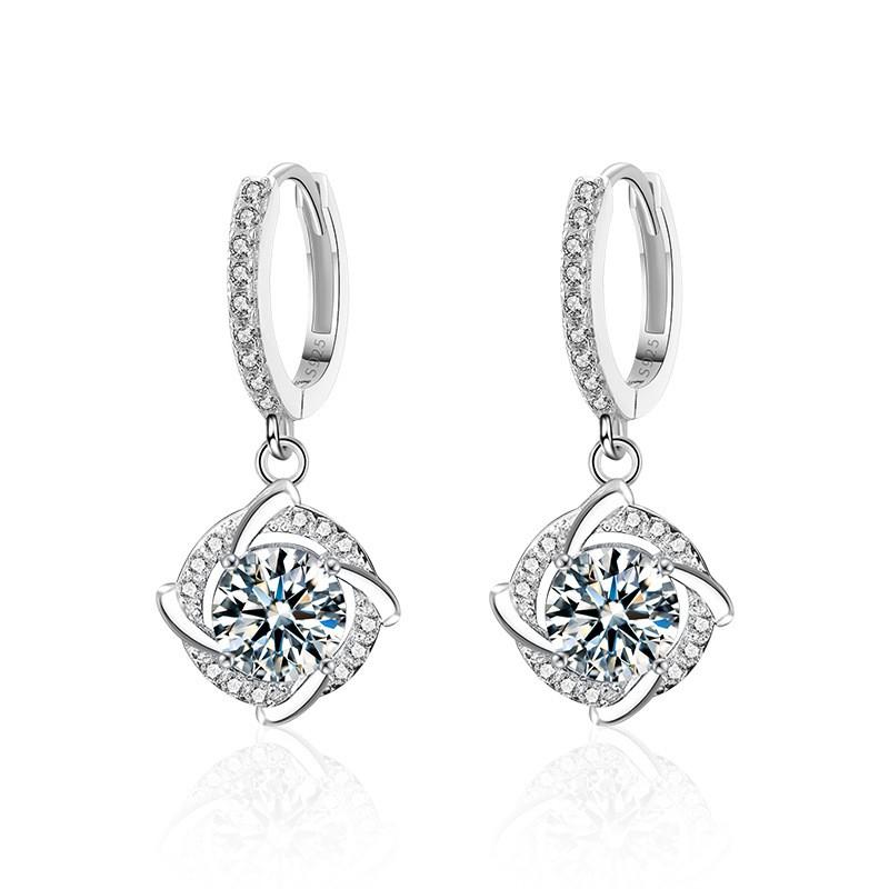 Moissanite Stud Earrings With Windmill Design Sterling Hypoallergenic Geometric Jewelry Women 925 Sterling Silver