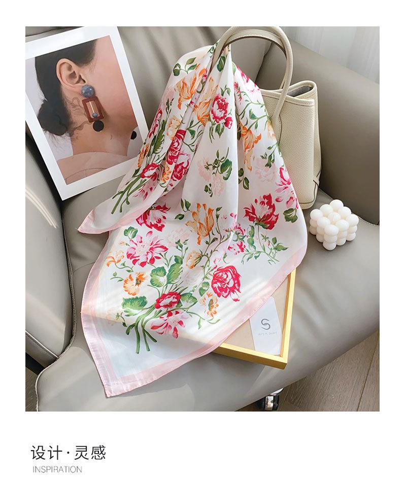Spring and summer literary and fresh printing imitation silk scarf women's neck decorative neck protection scarf high-end shawl scarf