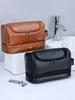 Men Double Layer Travel Toiletry Bag With Waterproof Pu Material For Business And Outdoor Use