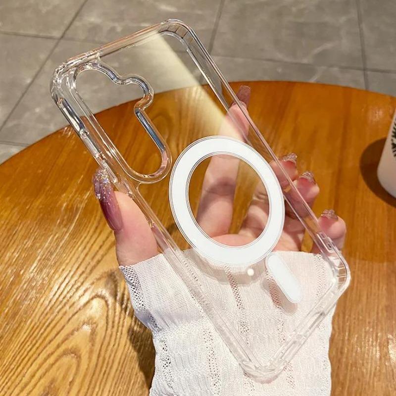 Magnetic Clear Acrylic Case For Samsung Galaxy S25 Ultra S24 S23 FE S22 S21 Plus A55 A35 A15 For Magsafe Wireless Charge Cover