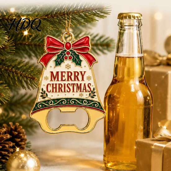 Retro Holiday Home Decor Christmas Bell Bottle Opener Heavy Duty Beer Cap Remover Magnetic Bar Tool Accessory Refrigerator Magnet Metal Opener for
