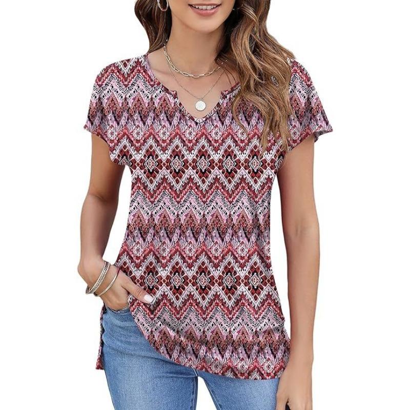 YYFS Dámská móda Ležérní Léto Jaro Jednobarevný potisk Halenky a košile s krátkým rukávem a výstřihem do V