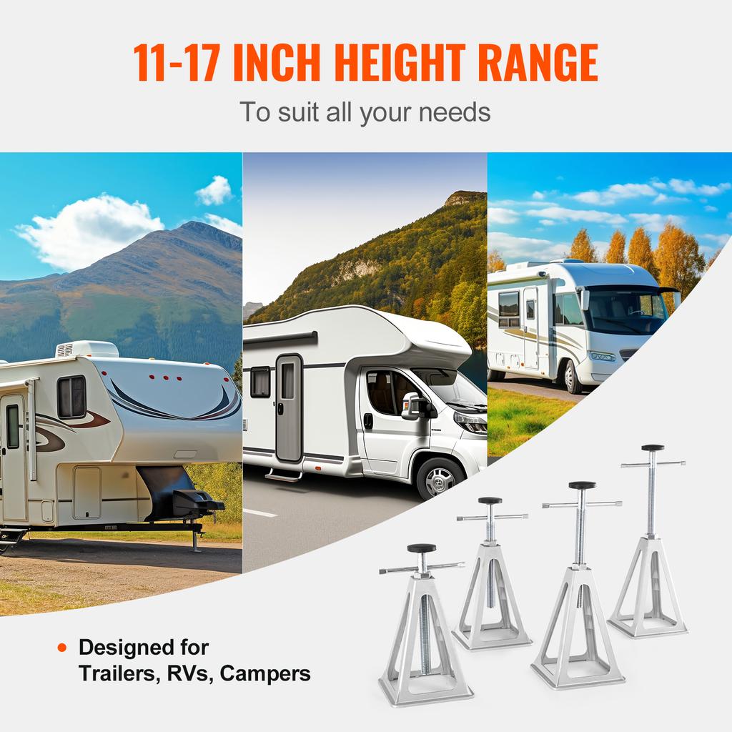 SucceBuy Macacos Estabilizadores para RV, Pacote de 4 Macacos de Nivelamento de Alumínio para RV, 6000 Lbs por Macaco, Macacos de Apoio para RV Trailer de Viagem Camper