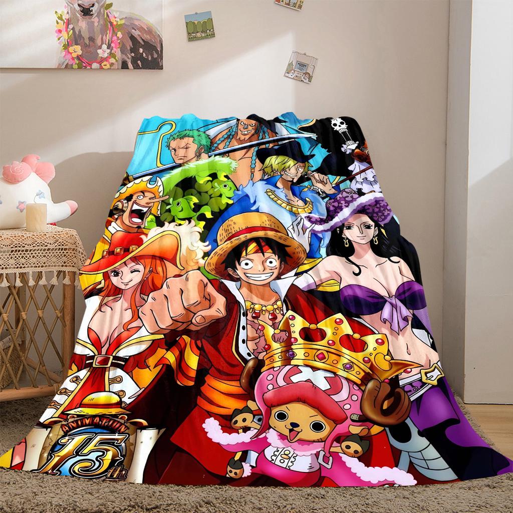 One Piece Anime Luxury Flannel Lightweight Blanket Home Decor Sofa Bed Travel Cover Family Gift LXR142