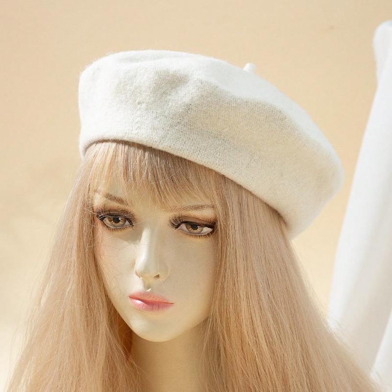 1pc Women's Solid Color Knit Beret, Elegant Japanese Style, Suitable For Daily Travel And Shopping Vintage Casual