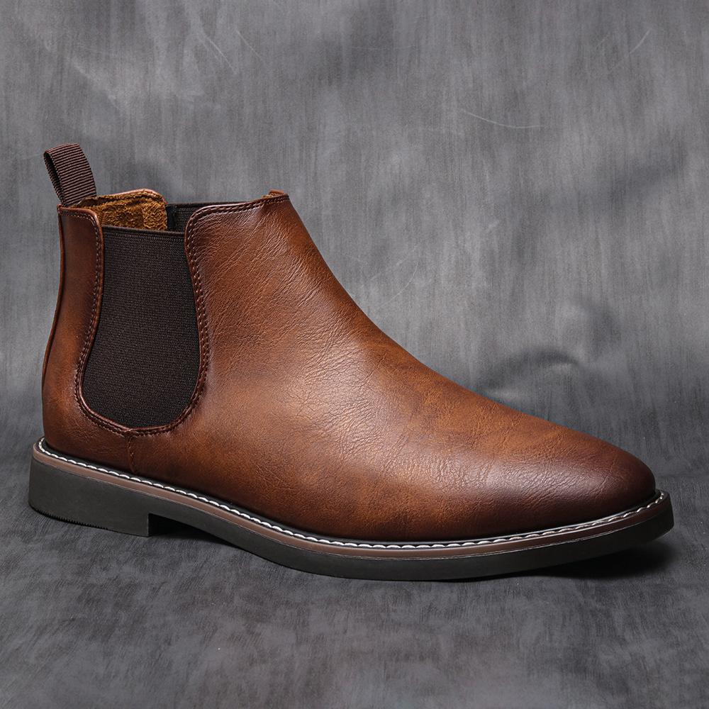 Chelsea Boots Men Brand 2026 Casual Comfortable Retro Fashion Boots Leather
