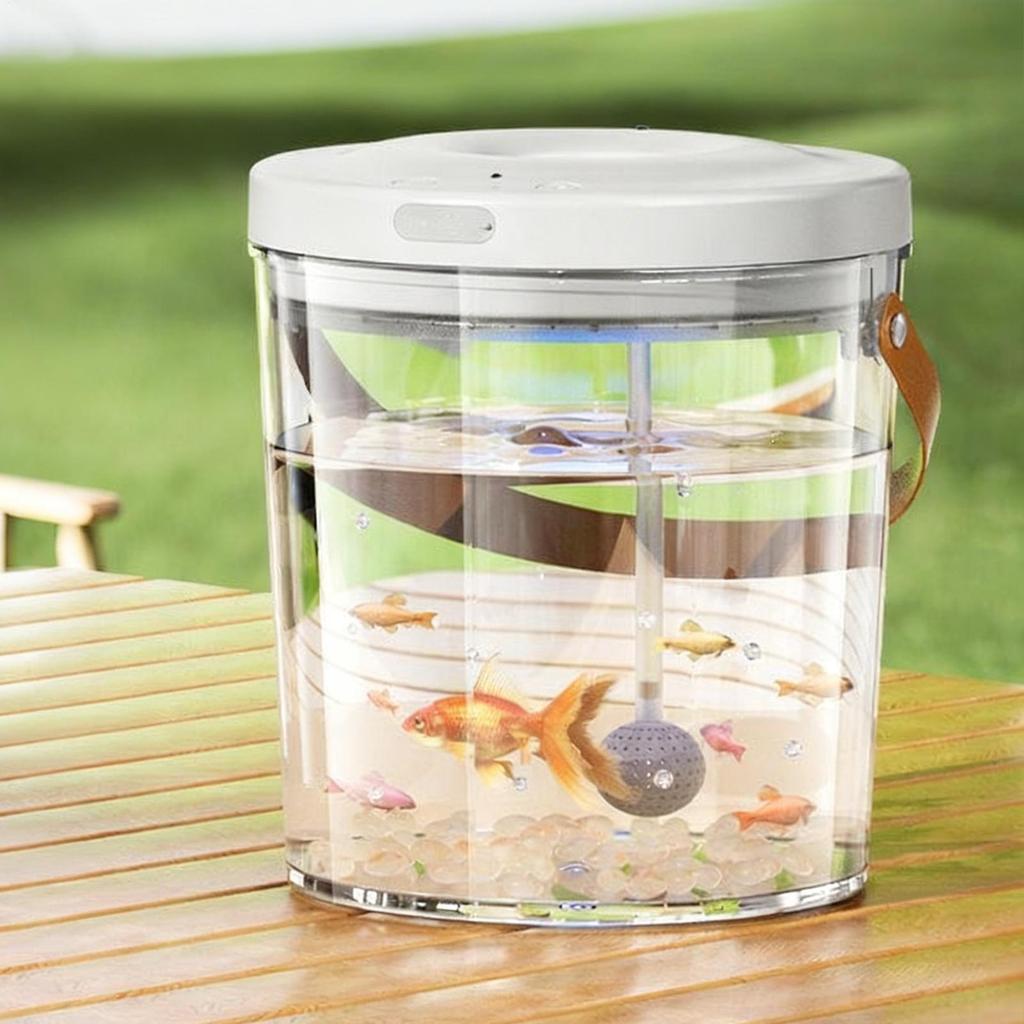 Portable Fish Tank with Light Quiet Oxygen Circulation Clear Bowl 2000mAh Mini Aquarium for Reptile Bait Fishing Kids Indoor