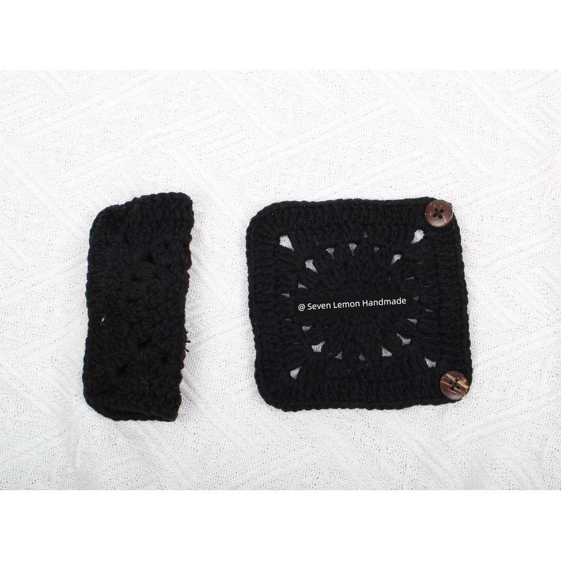 

Finished Product | Hand-Crocheted Car Steering Wheel Cover Protective Cover Wear and Sweat Absorption Non Slip Wool Woven 13cm 1 Pair of Pure Black (2 Pieces in Total)
