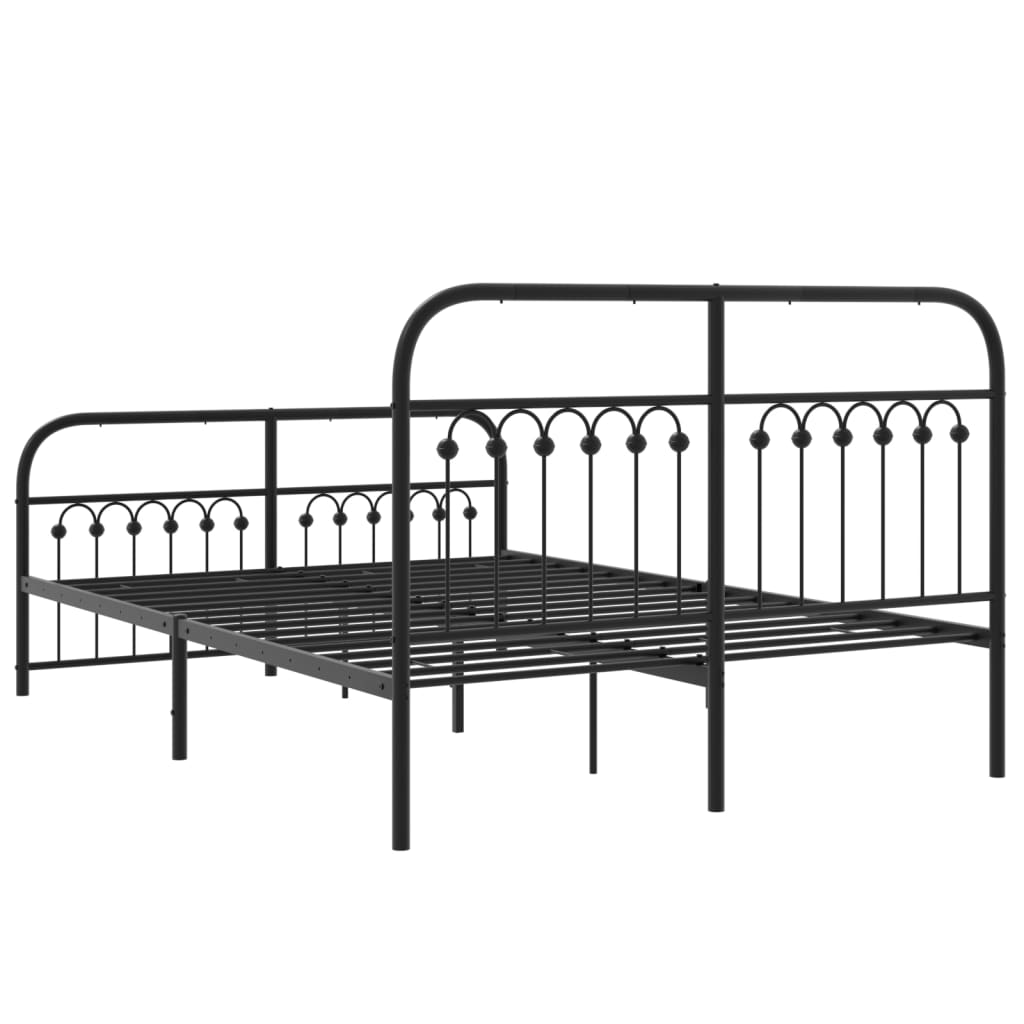 Metal Bed Frame with Headboard and Footboard Black 137 X 190 Cm