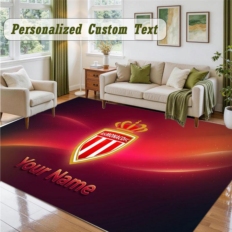 Crystal Velvet Square Rug Custom NameMonaco FC Pattern Non Slip Home Floor Decor Rug