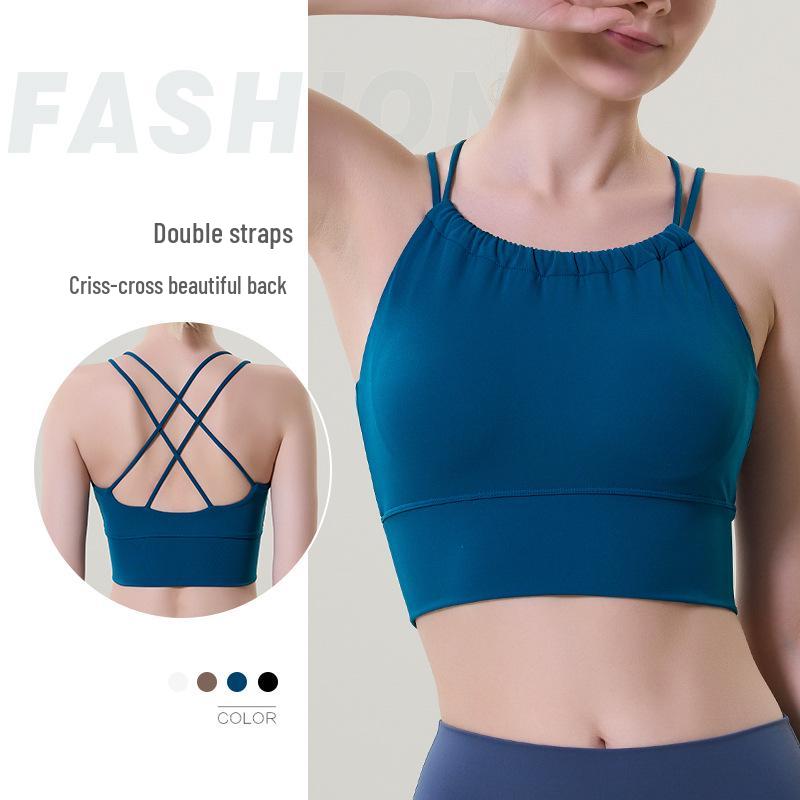 

Luxe Lycra Criss-Cross Back Yoga Sports Bra with Built-in Padding S
