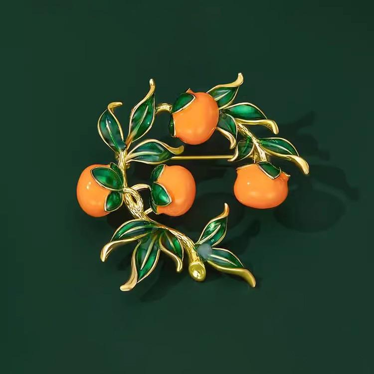 

Оранжевая брошь, высококачественный женский изысканный корсаж в китайском стиле, высококачественный фруктовый булавочный костюм, пальто с аксессуарами
