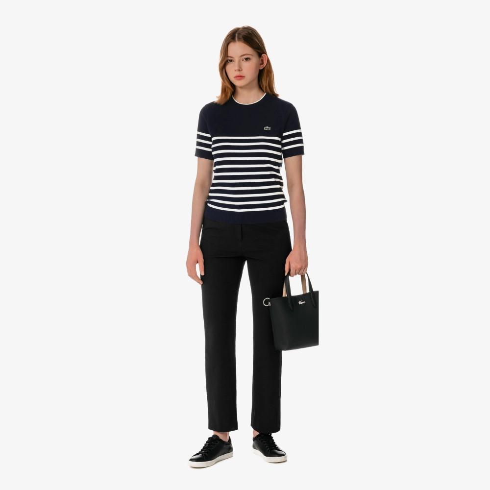 [lacoste] Women's Striped Short-Sleeve Sweater AF415E-56G166
