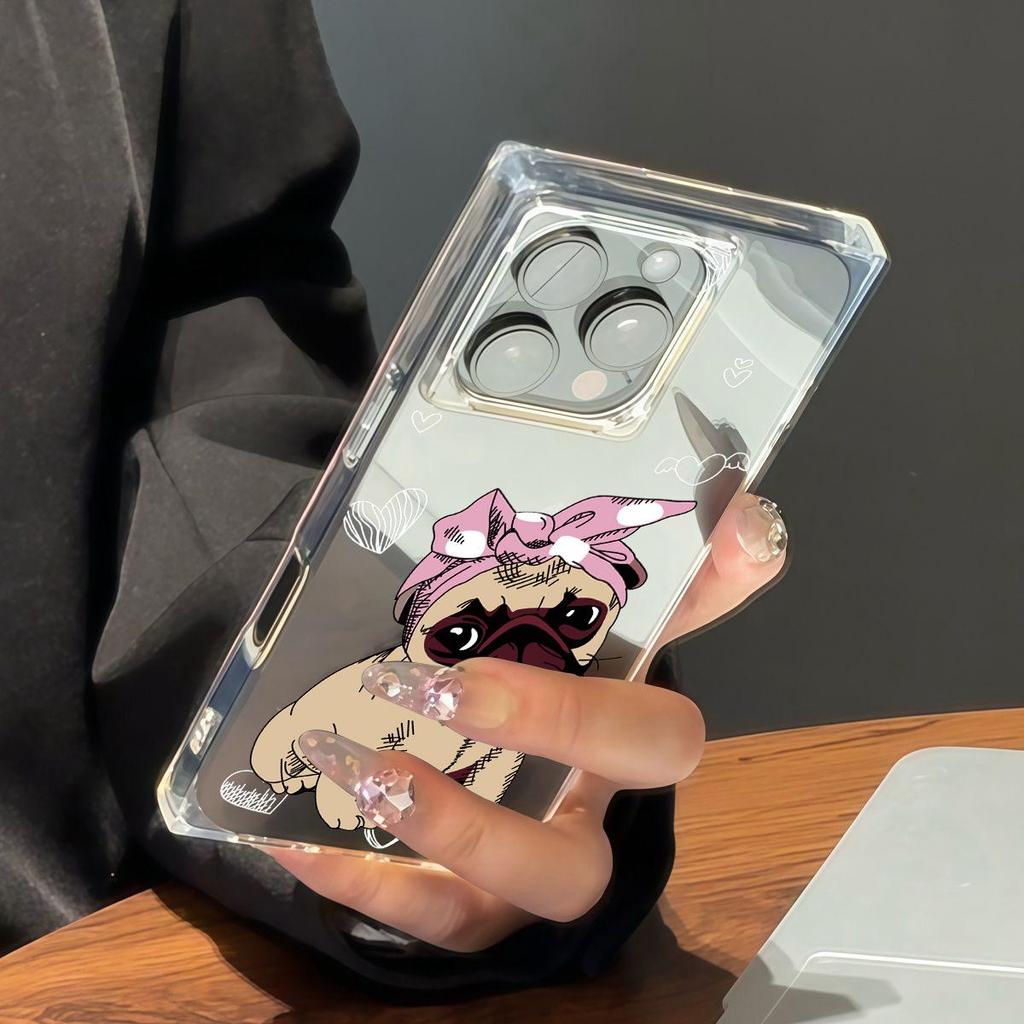 Clear Square Back Tube Case Protection For iPhone 14 Pro Max 16 ProMax 11 12 15 Plus 13 Anti-Oxygen,Cute Dog Pattern Casing