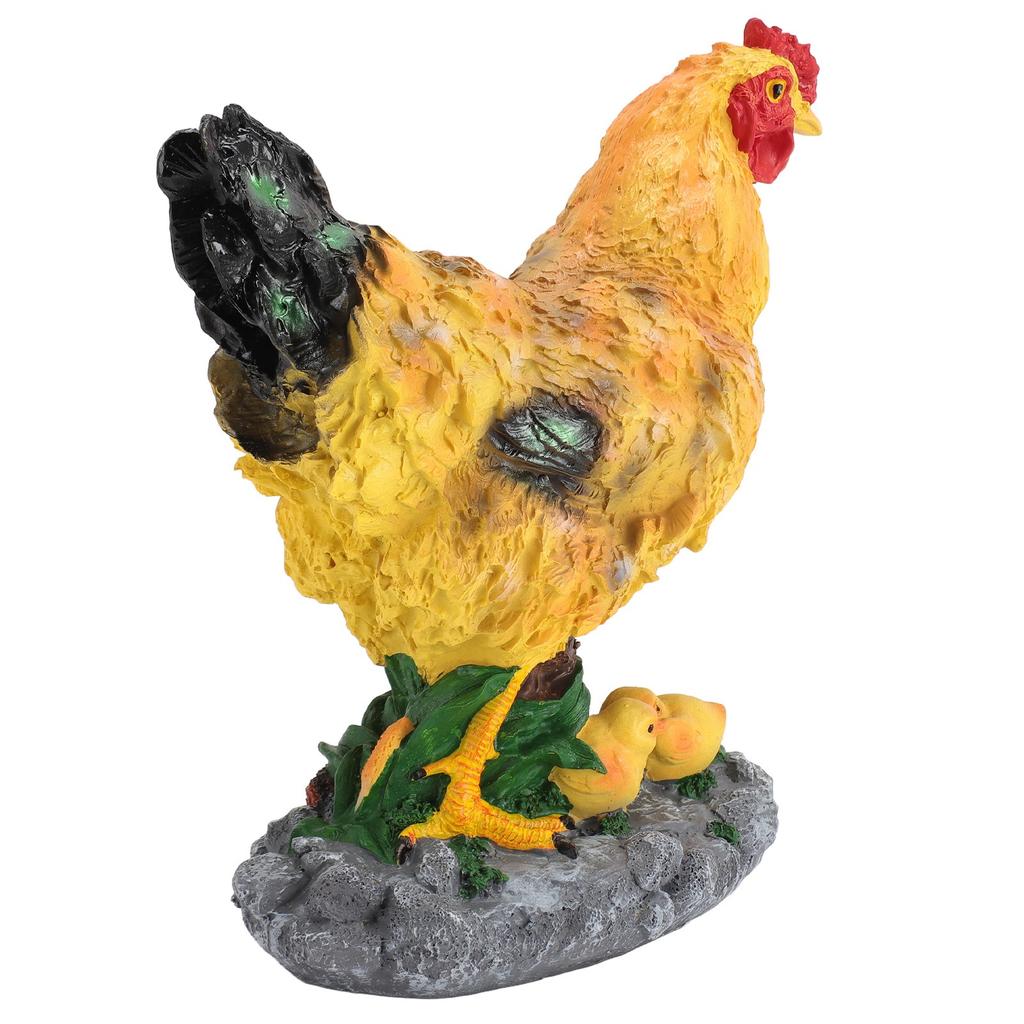 Hen Garden Statue with Small Chicks Hen Fairy Garden Accessories Resin Chick Hen Figurine for