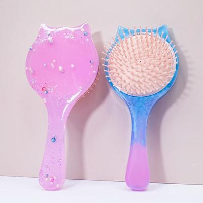 Neue Kristall Epoxidharz Airbag Kamm Spiegel Silikonform DIY Handgemachter Griff Harzform Make-up Spiegelform Heimdekoration