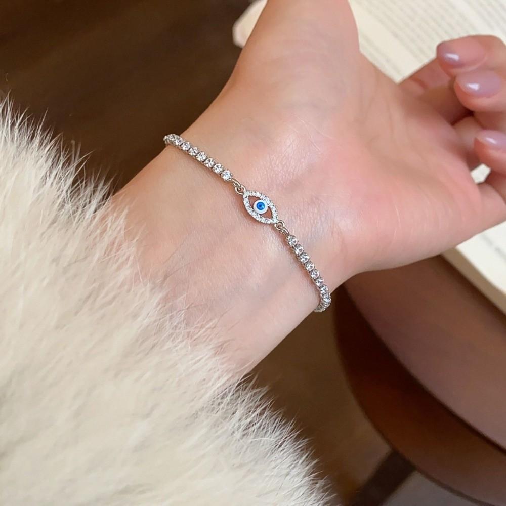 Luxury Vintage Rhinestone Devil's Eye Bangle Shiny Banquet Clothes Jewelry  Valentine's Day Gift