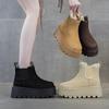 Thick-soled Snow Boots Winter New Velvet Thermal Cotton Shoes Small Height Increase Martin Boots Leather Short Boots