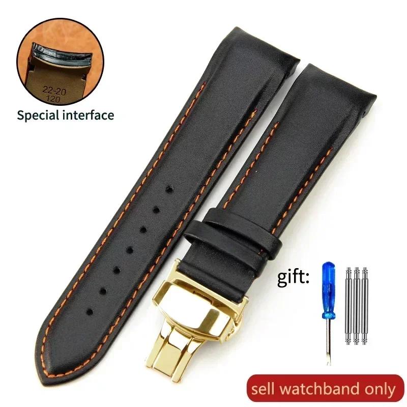 Calfskin Genuine Cow Leather Watchband Belt for Tissot T035 Watch Strap Bracelets Butterfly Buckle Replacement 22mm 23mm 24mm