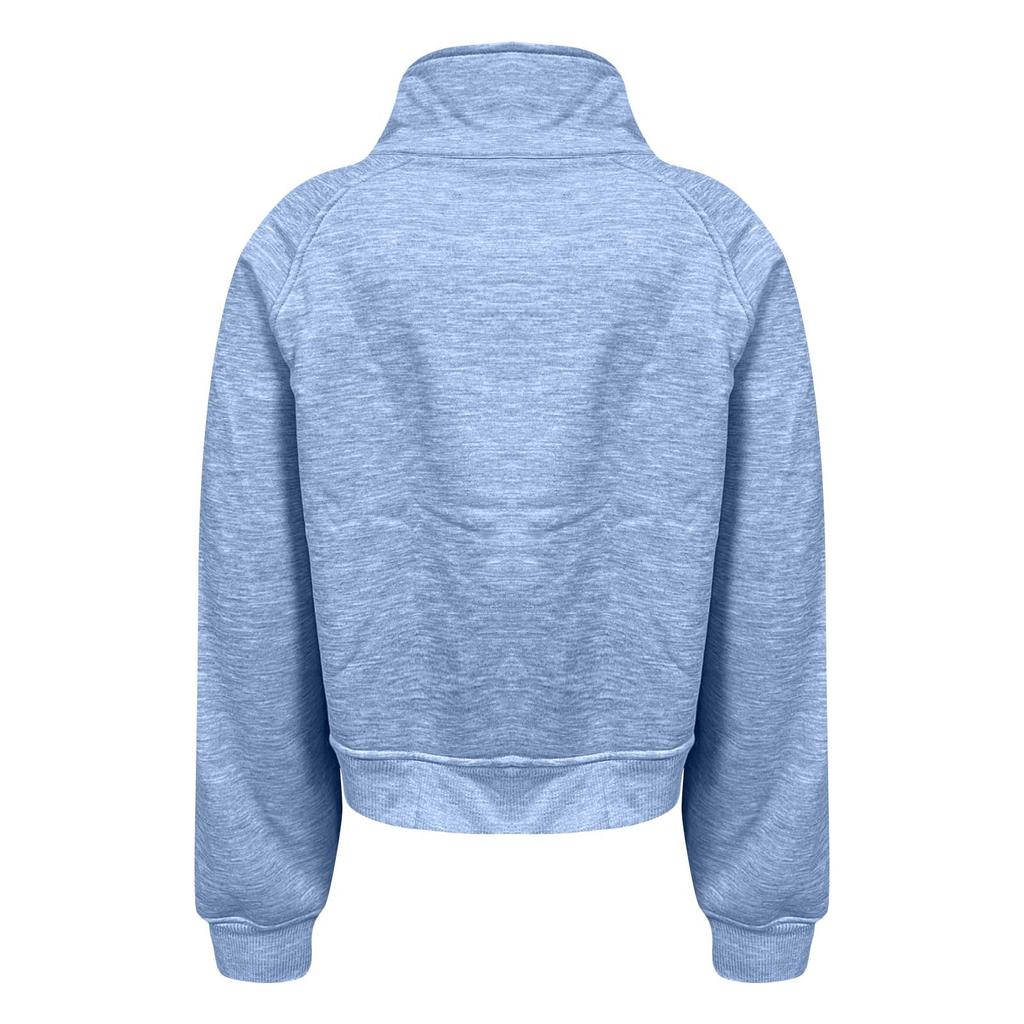 Women's Fashionable Long Sleeved Solid Hooded Zippered Sweater Jacket