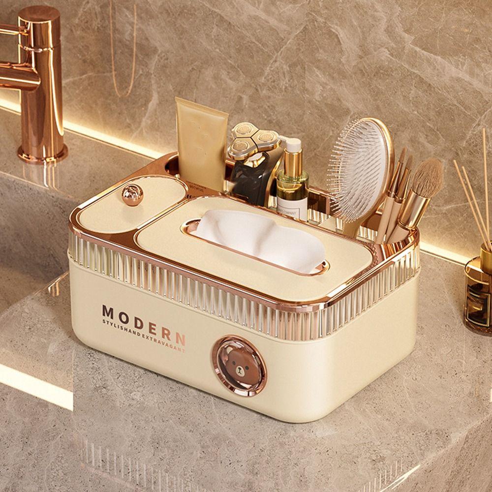 

Waterproof Tissue Box Dustproof Cosmetic Organizer Multifunctional Storage Paper Box Living Room White Without Cover