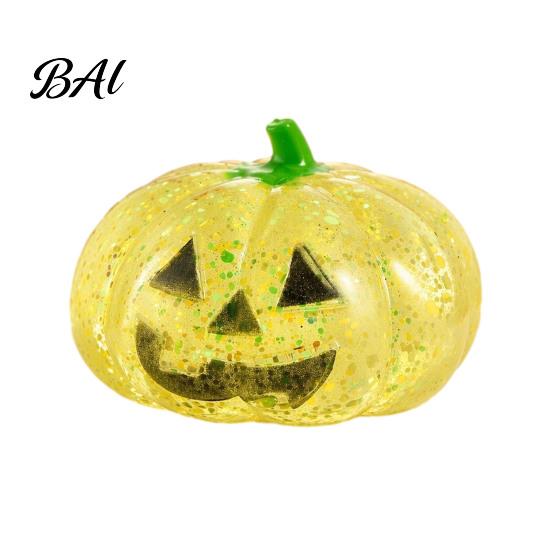 Desk Decompression Toys Halloween Glitter Pumpkin Stress Ball, Head Squeeze Toy for Relief, Creepy Fidget Party Favors Ball