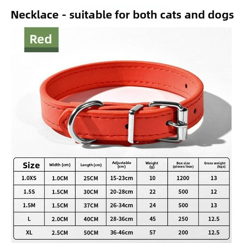 Pet Collar Large Dog Chain Waterproof and Wear-resistant Dog Cat Collar PU Leather Medium and Small Dog Bell Collar
