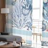 Ocean Blue Striped Coral Starfish Shell Conch Octopus Sheer Curtains for Kids Living Room Voile Window Curtains Tulle Drapes
