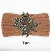 Crystal Beaded Flower Knit Headband For Women Winter Wool Ear Warmer Hairband Turban Headwrap Hair Accessories Bandeau