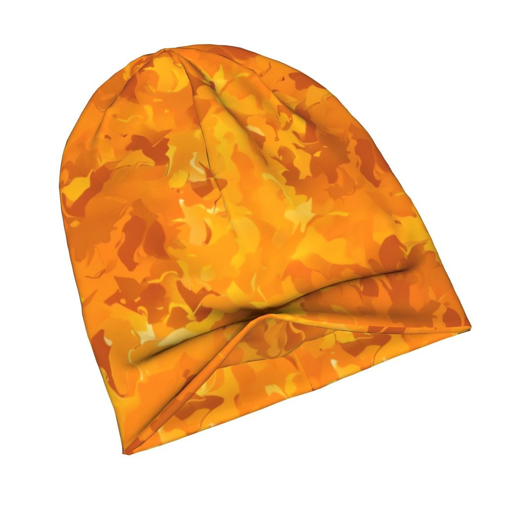 2D Flat Printing Orange Glowing Trippy Luminance Pattern Stylish Adult Beanie for Layering with Fall or Winter Outfits Brings Relaxed Charm To Streetw