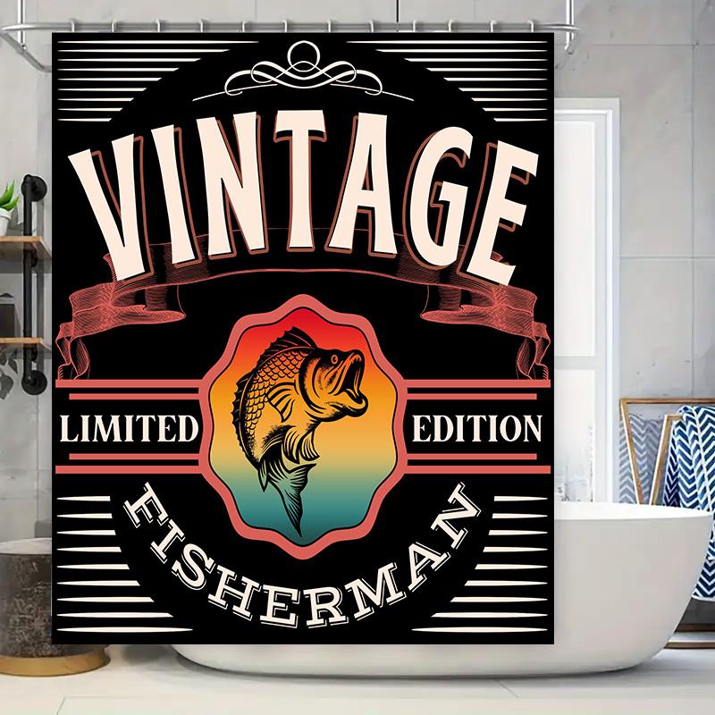 

Vintage Limited Edition Fisherman Shower Curtain Decor for Bathroom Cool Fishing Gift Idea Multicolor Design [180x240cm] 90x180cm